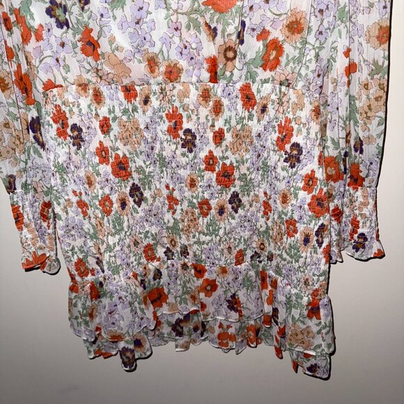 Veronica Beard "Saera" Floral Smocked Mini Dress - Women's US Size 8 - Picture 5 of 15